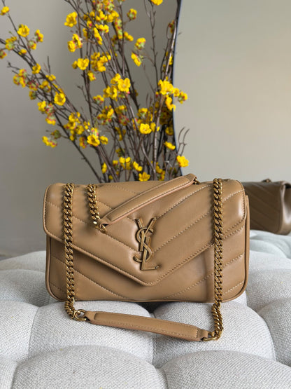 YSL Shoulder Bag Chevron Flap - Black, Burgundy, Beige, Brown