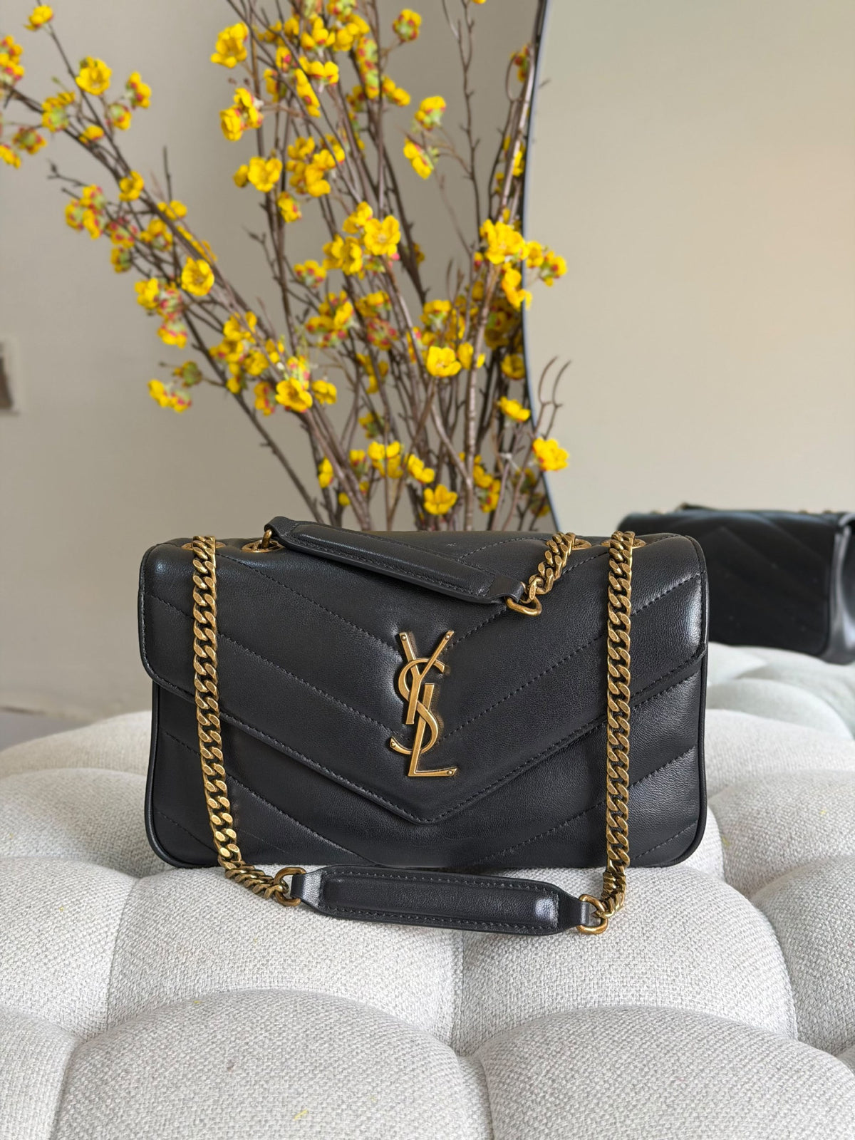 YSL Shoulder Bag Chevron Flap - Black, Burgundy, Beige, Brown