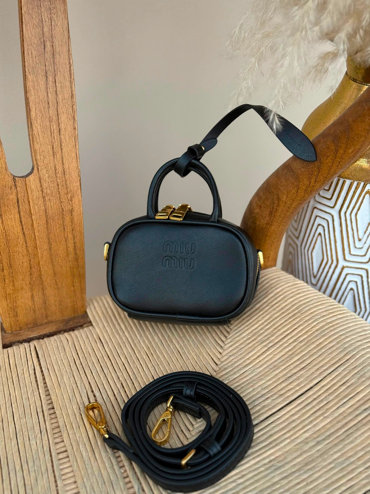 Miu Miu Mini Structured Handbag - Black