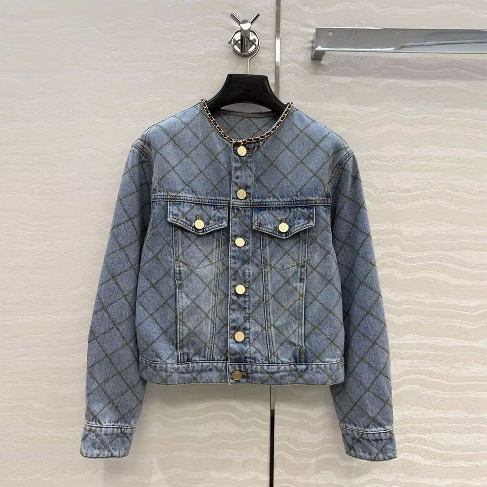 Chanel Diamond-Grid Denim Set - Blue