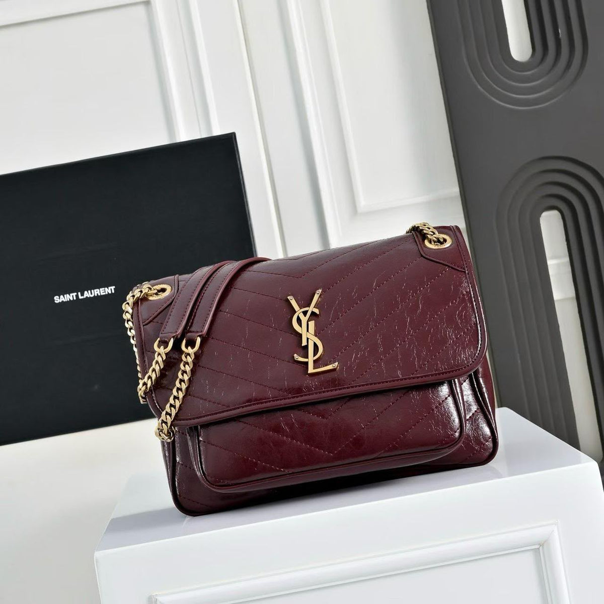 YSL Shoulder Bag - Burgundy