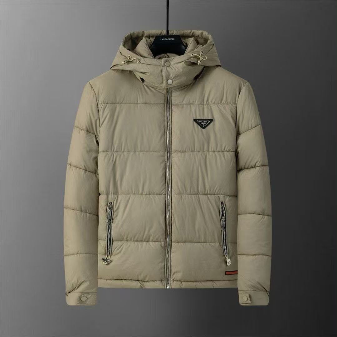Prada Hooded Puffer Jacket - Beige