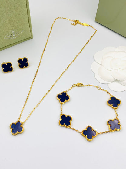 Van Cleef & Arpels Clover Jewelry Set - Navy