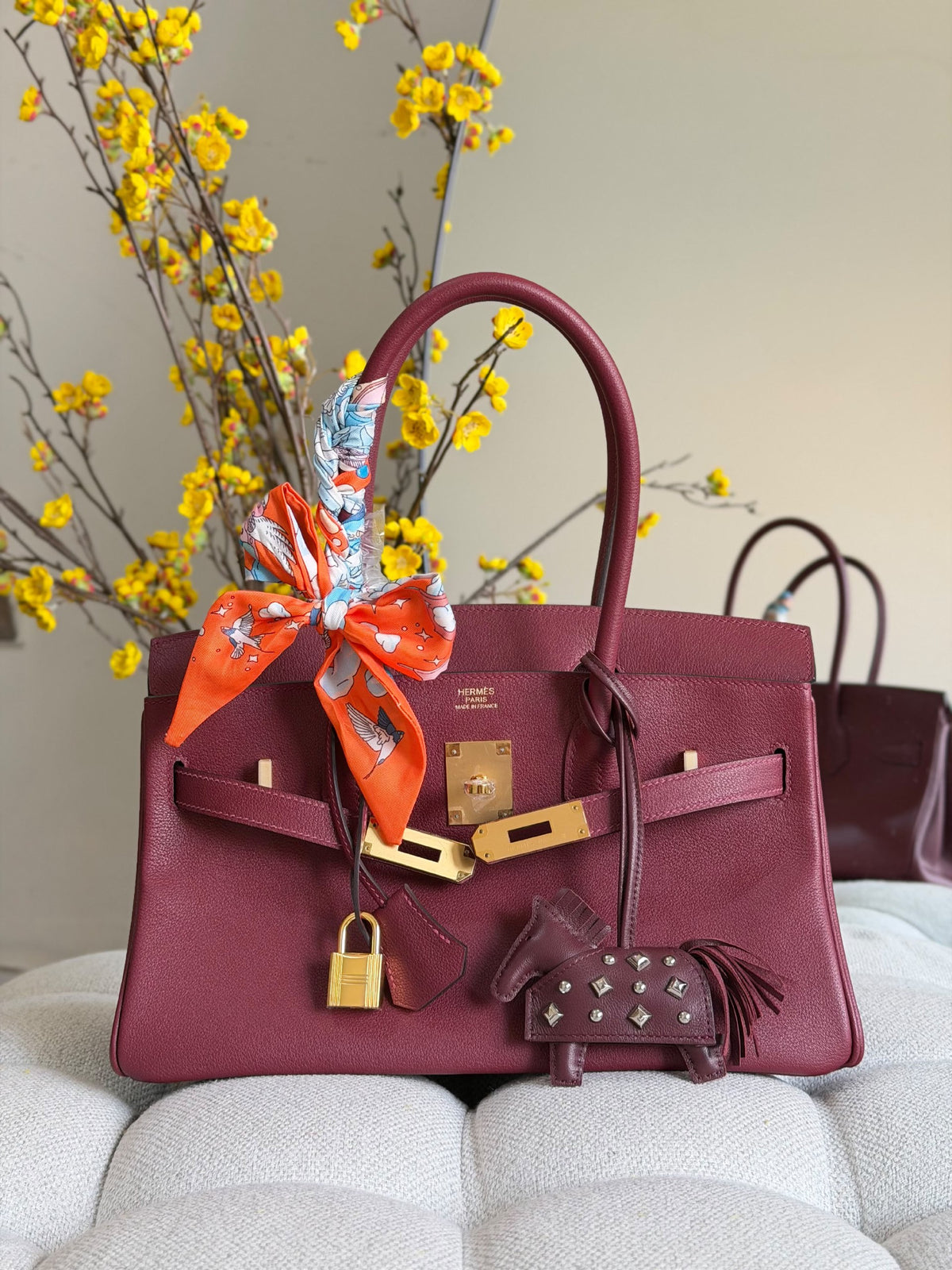 Hermès Structured Handbag - Burgundy