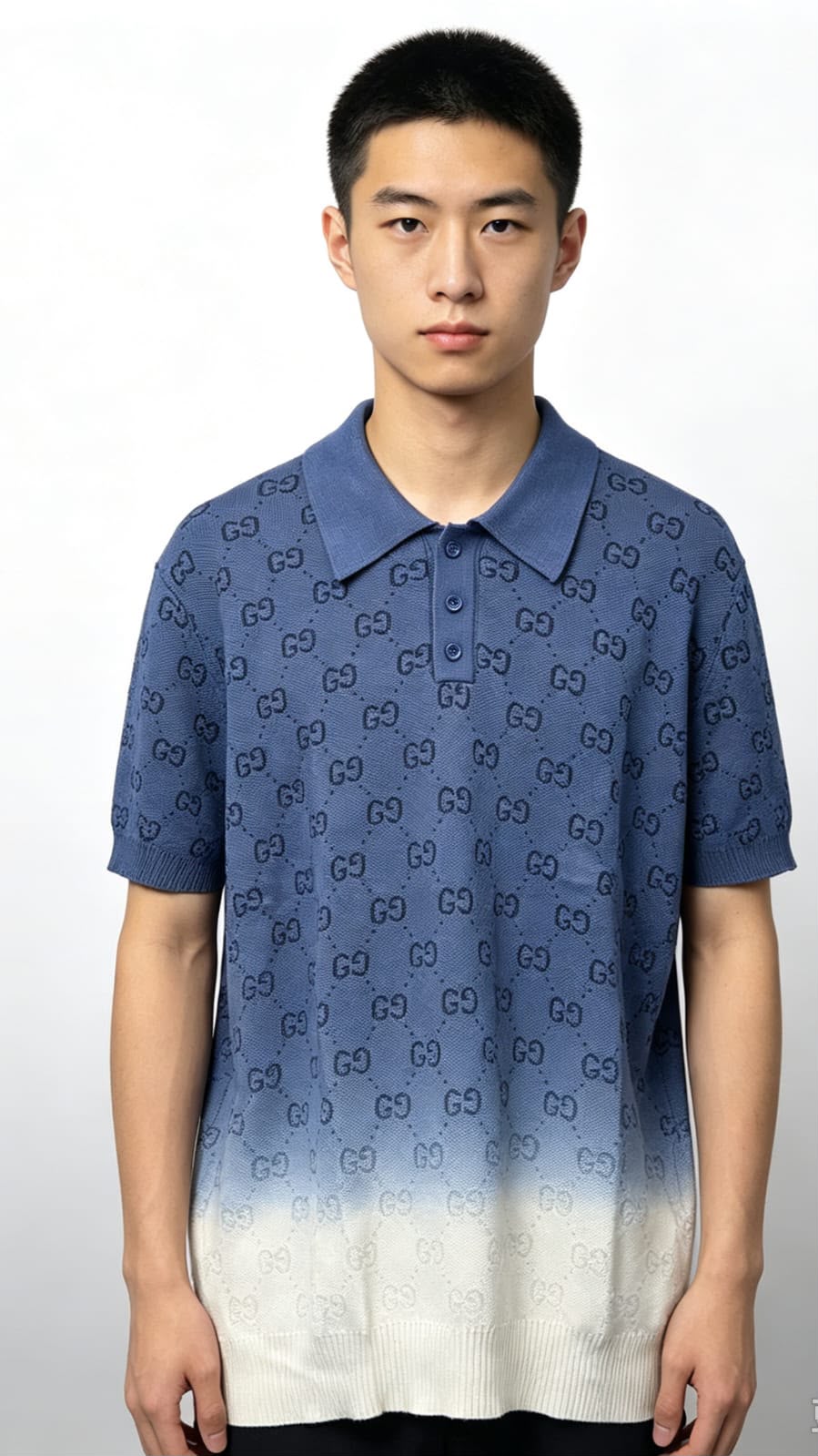 Gucci Polo Shirt Monogram Pattern - Blue