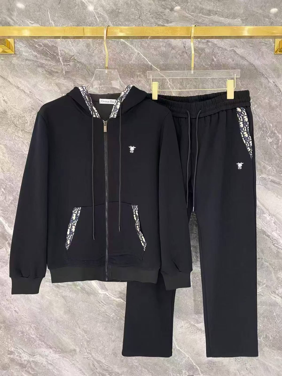 Christian Dior Tracksuit Logo-Trim Zip - Black