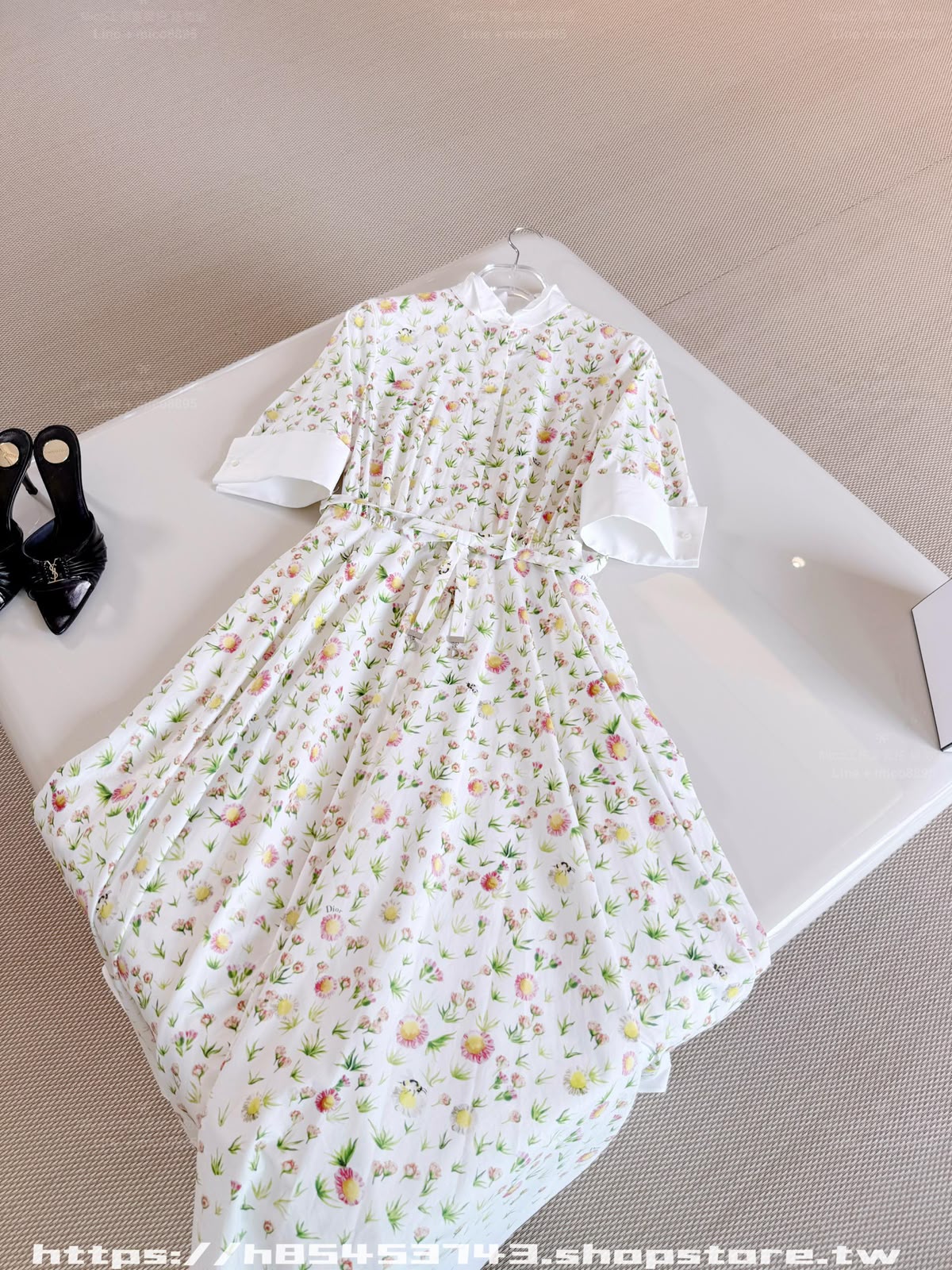 Dior Dress Tiny Floral Print - White