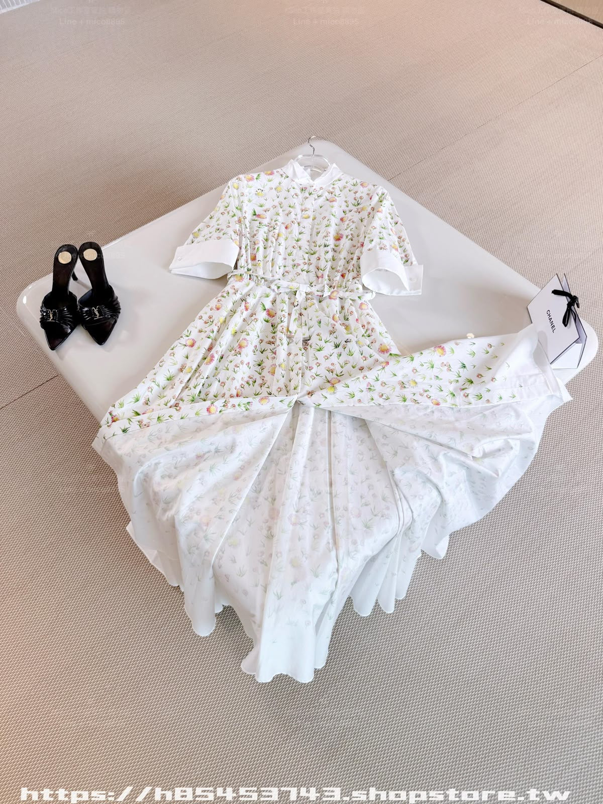 Dior Dress Tiny Floral Print - White