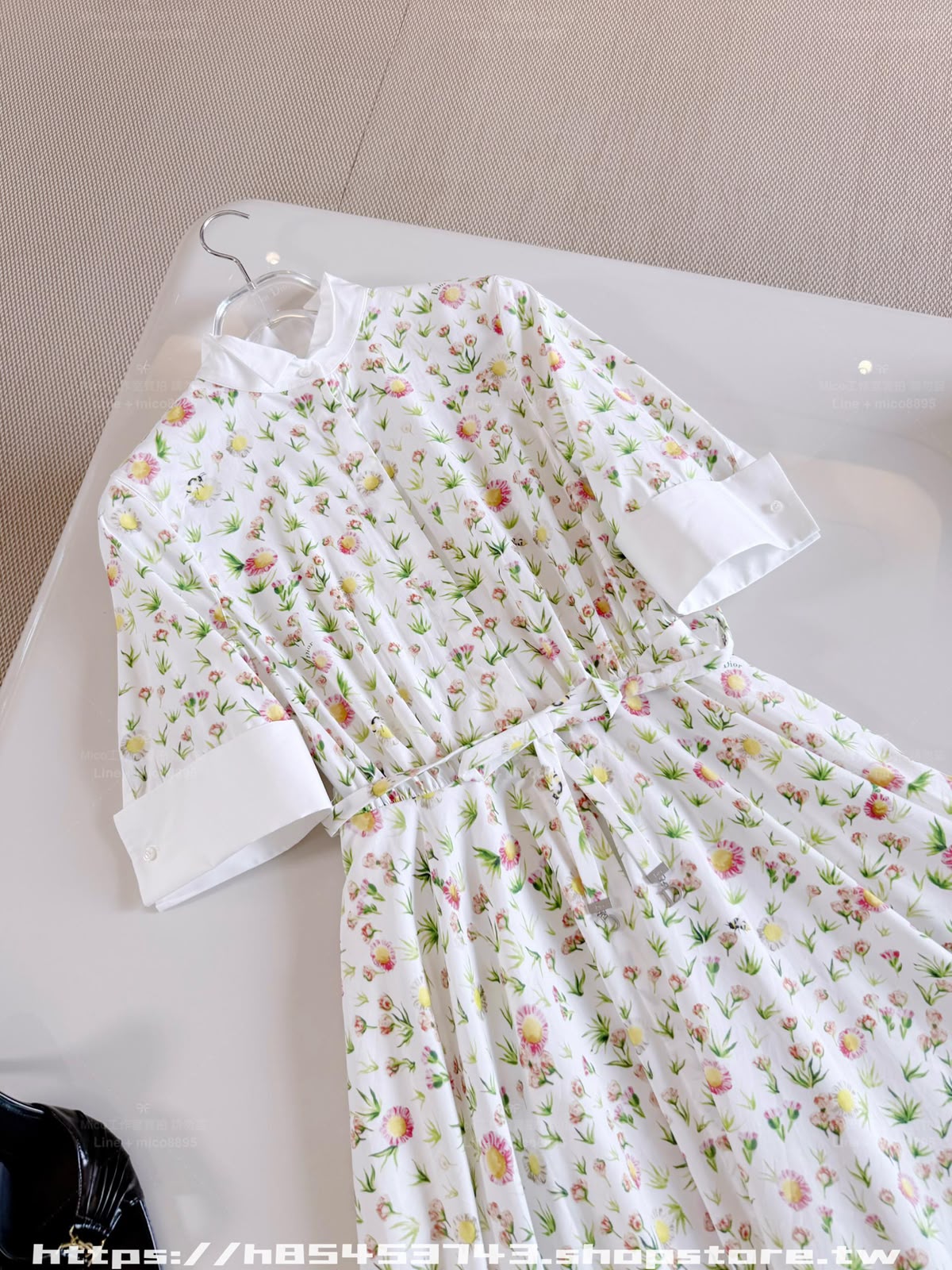 Dior Dress Tiny Floral Print - White