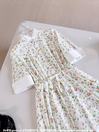 Dior Dress Tiny Floral Print - White