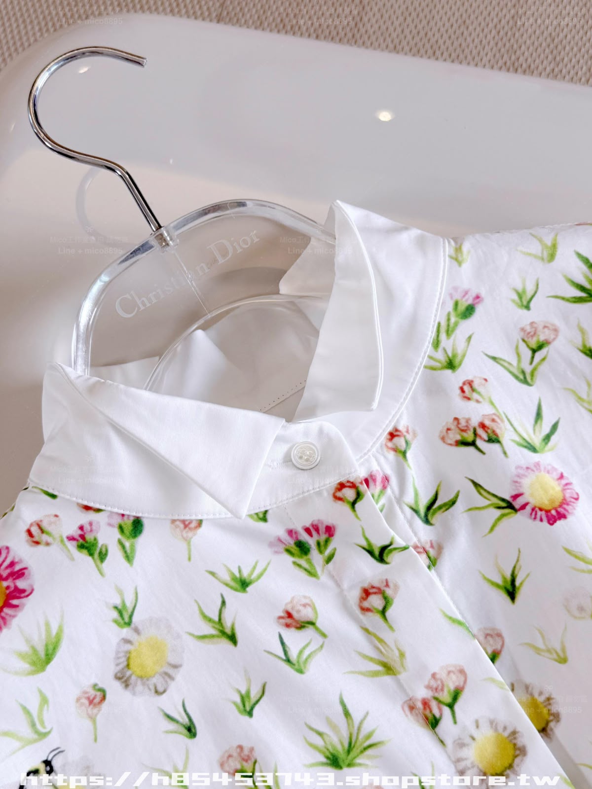 Dior Dress Tiny Floral Print - White