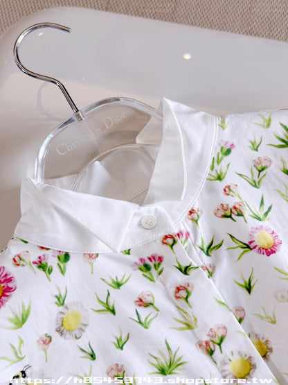Dior Dress Tiny Floral Print - White