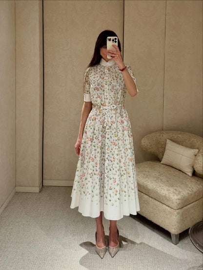Dior Dress Tiny Floral Print - White