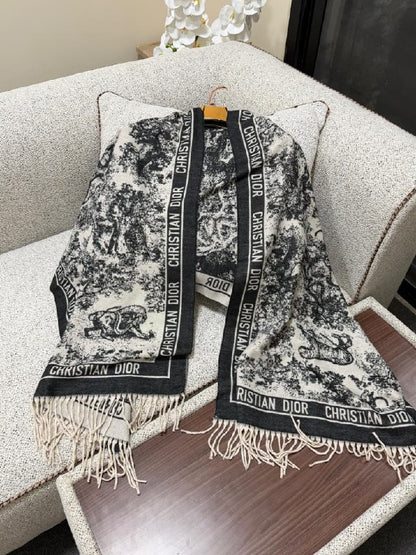 Dior Scarf - Black & Beige