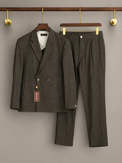 Loro Piana Double-Breasted Suit Set - Dark Grey