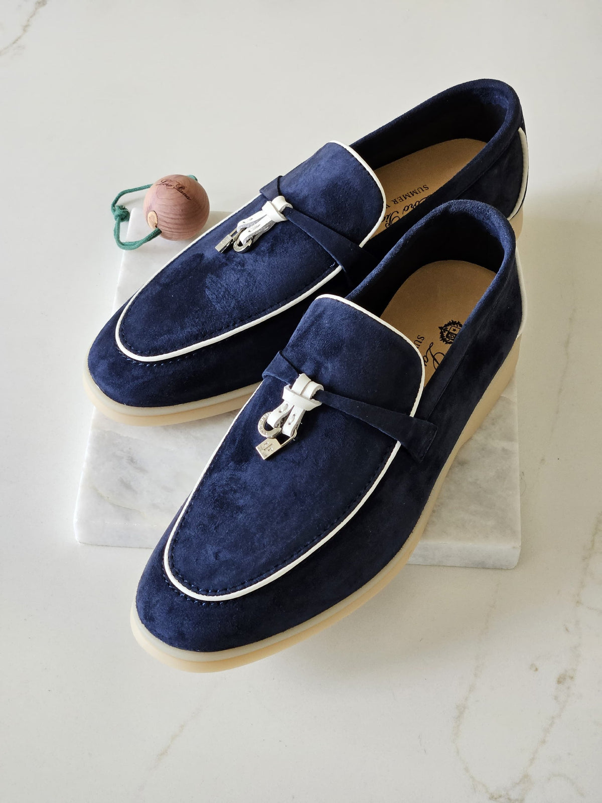 Loro Piana Piped Loafers - Navy