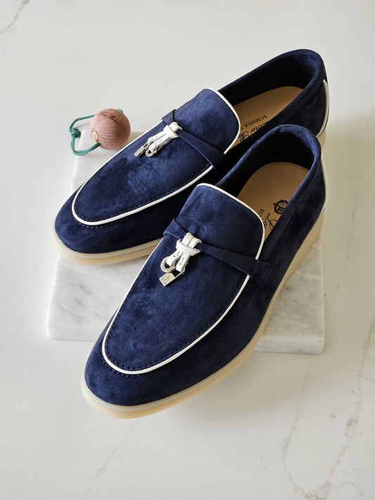 Loro Piana Piped Loafers - Navy