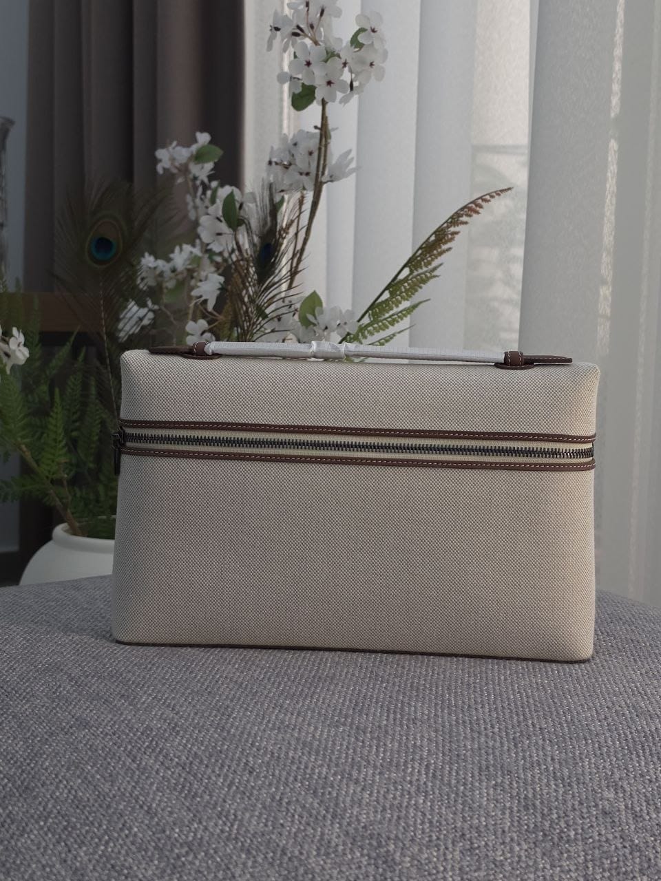 Loro Piana Clutch Zip Pouch - Beige