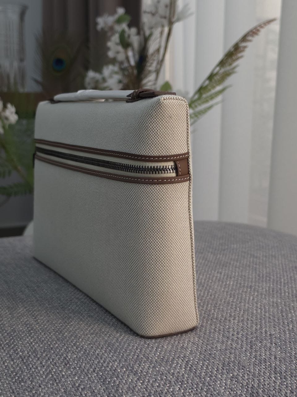 Loro Piana Clutch Zip Pouch - Beige