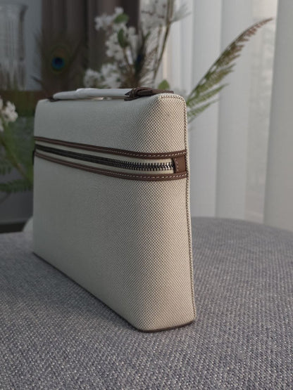 Loro Piana Clutch Zip Pouch - Beige