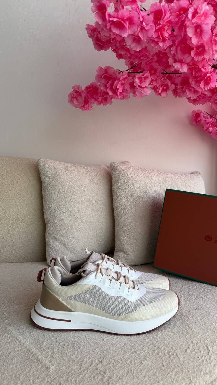 Loro Piana Week End Walk Sneakers - Beige & Grey
