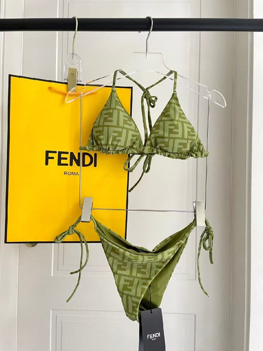 Fendi Tie-Side Bikini - Green Monogram
