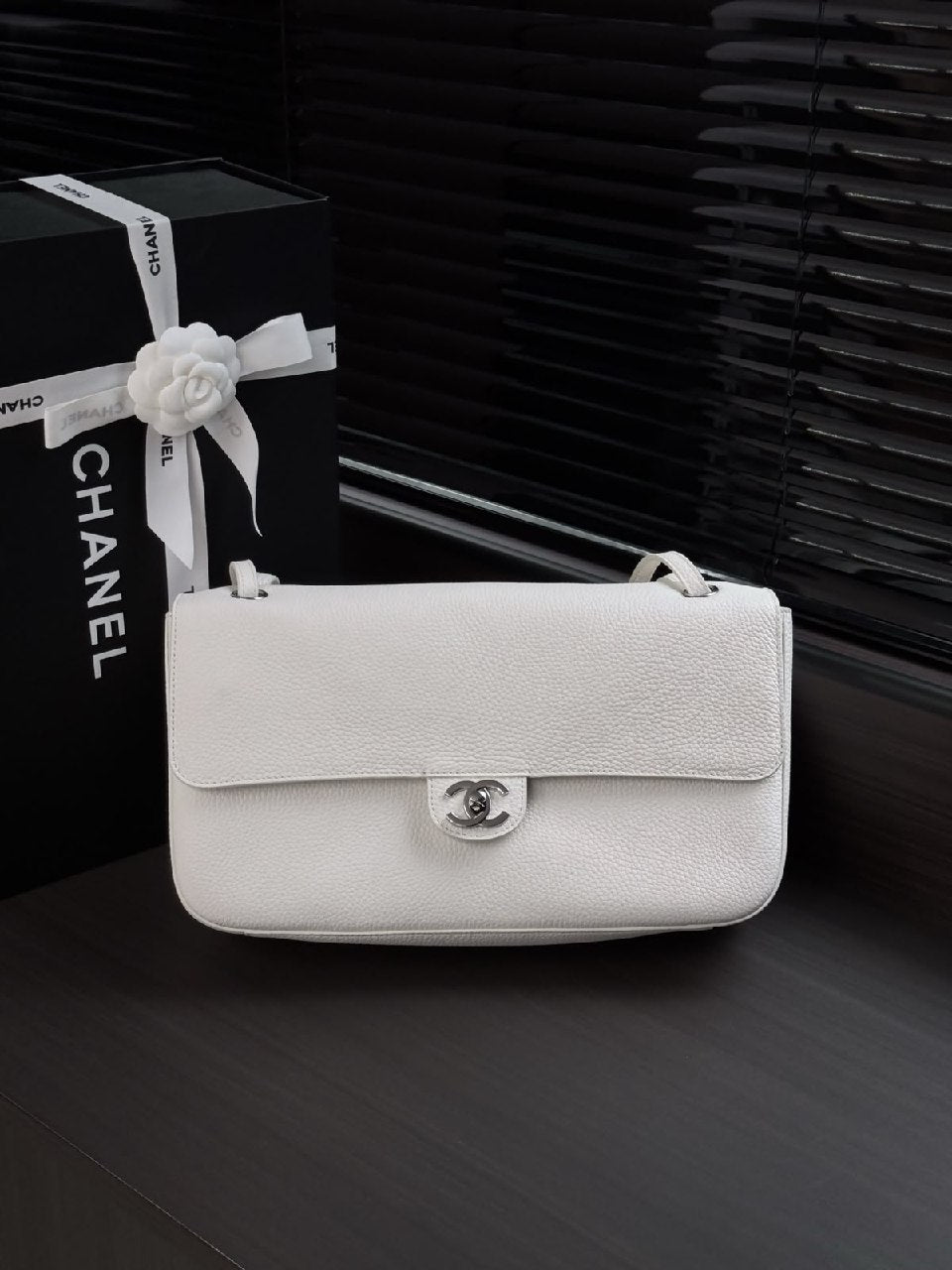 Chanel Rectangular Flap Shoulder Bag - White