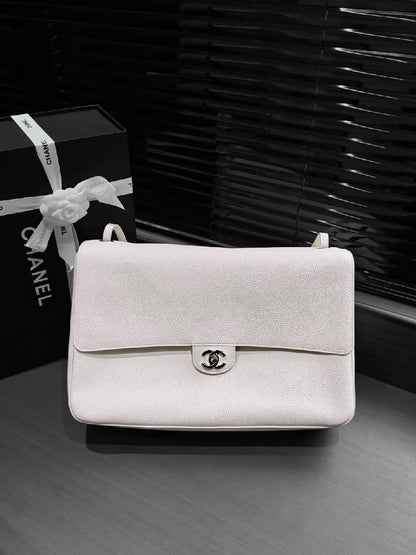 Chanel Rectangular Flap Shoulder Bag - White
