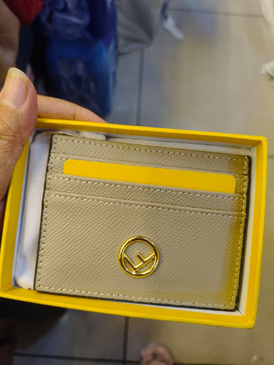 Fendi Circular-Logo Card Holder - Beige