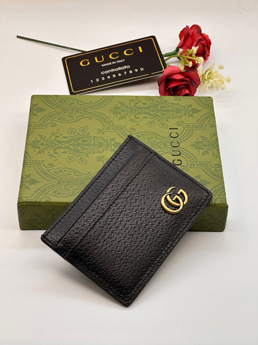 Gucci Pebbled Card Holder - Black