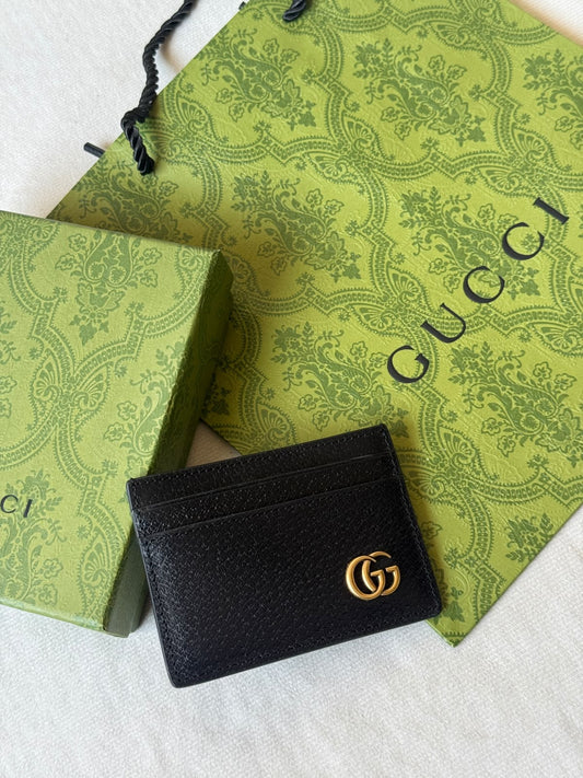 Gucci Pebbled Card Holder - Black
