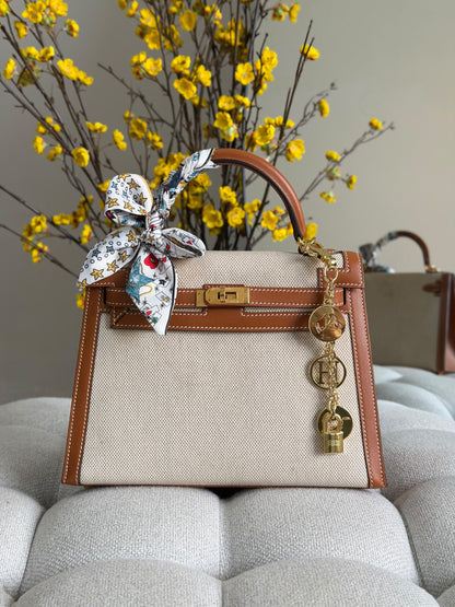 Hermès Handbag Canvas Trim - Beige