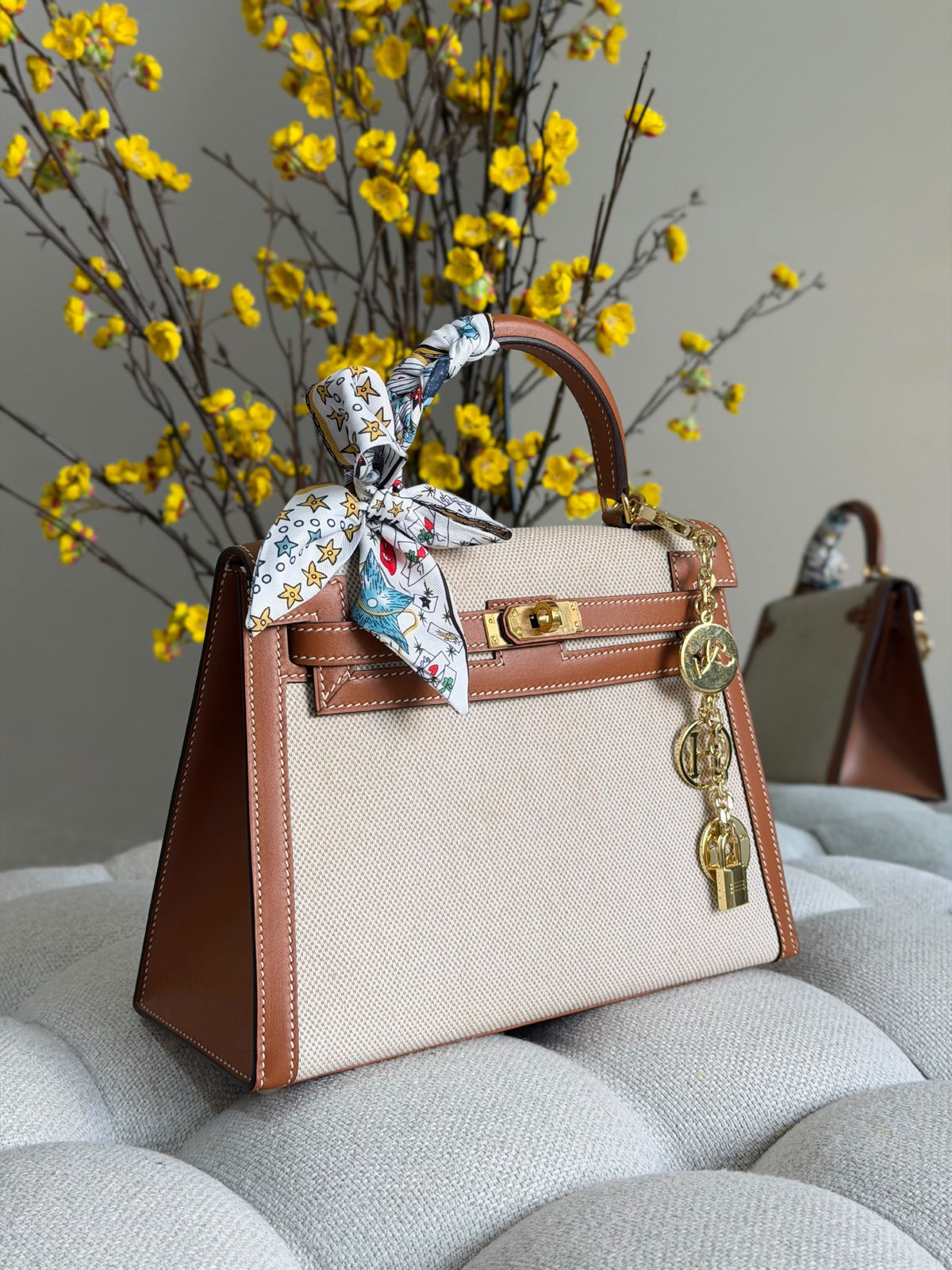 Hermès Handbag Canvas Trim - Beige