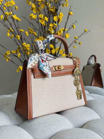 Hermès Handbag Canvas Trim - Beige
