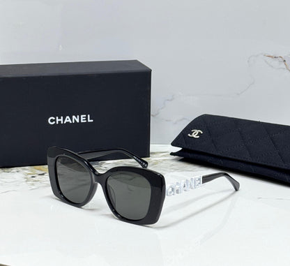Chanel Sunglasses - Black & Dark with White Logo