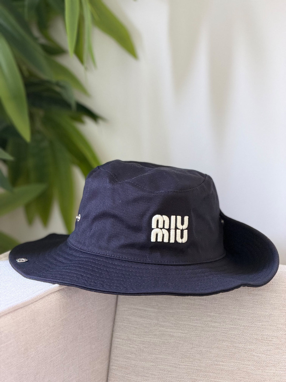 Miu Miu Wide-Brim Hat - Navy