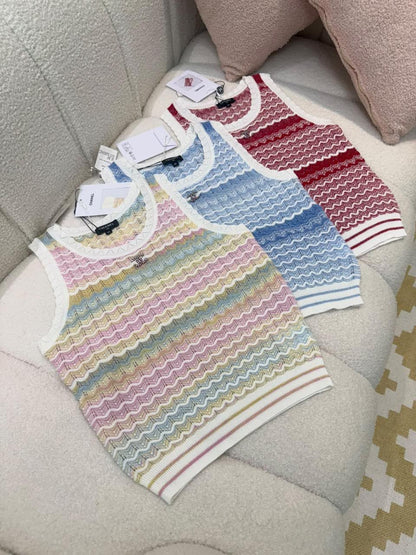 Chanel Knitted T-Shirt - Blue, Red