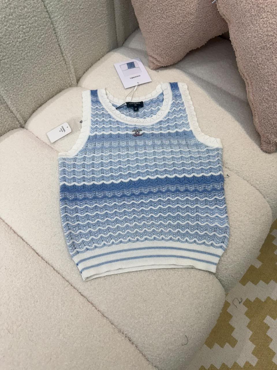 Chanel Knitted T-Shirt - Blue, Red