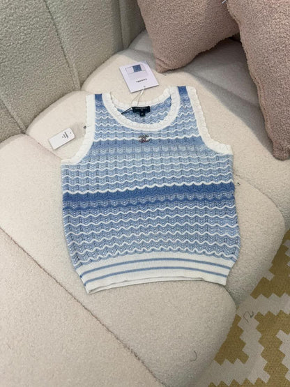Chanel Knitted T-Shirt - Blue, Red