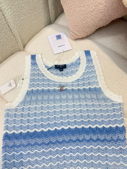 Chanel Knitted T-Shirt - Blue, Red