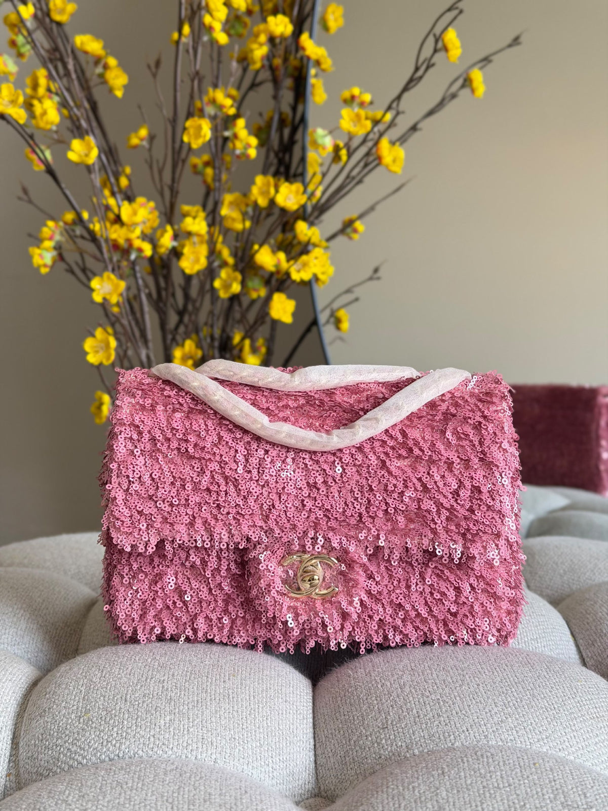 Chanel Shoulder Bag Wrapped Handle - Pink