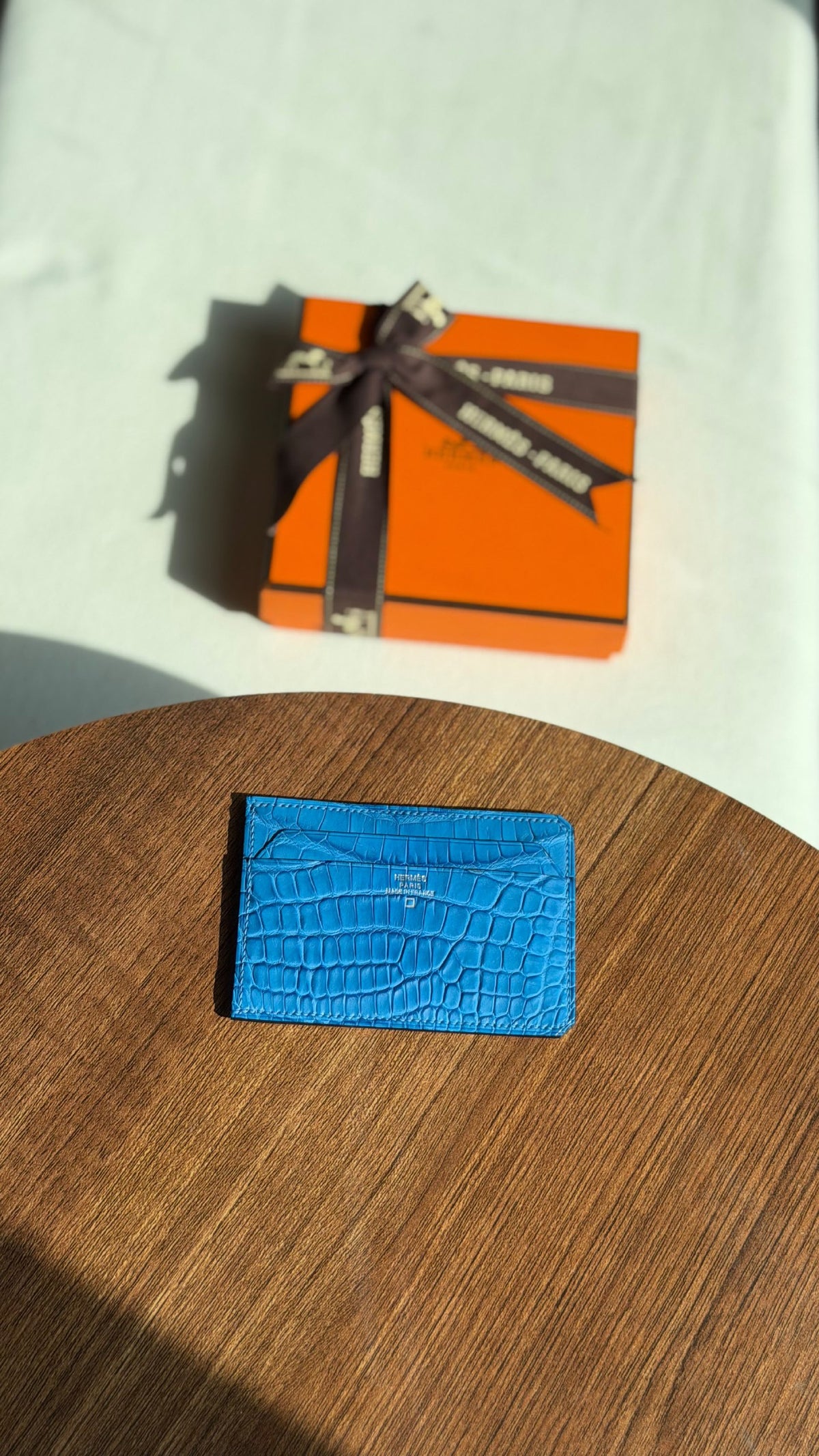 Hermes Card Holder - Blue Embossed