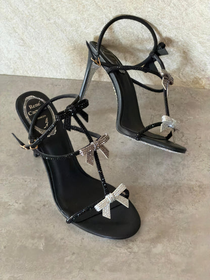Rene Caovilla Bow-Detail Heels - Black