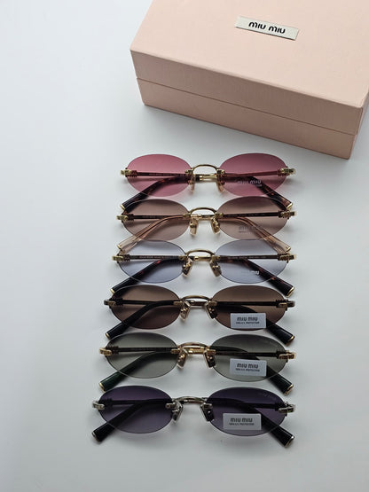Miu Miu Rimless Oval Sunglasses - 