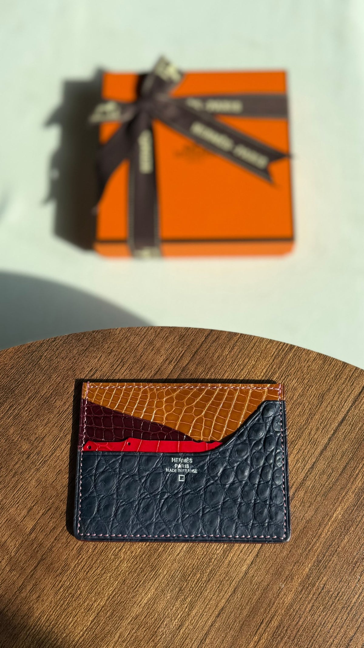 Hermès Card Holder - Dark Grey Embossed
