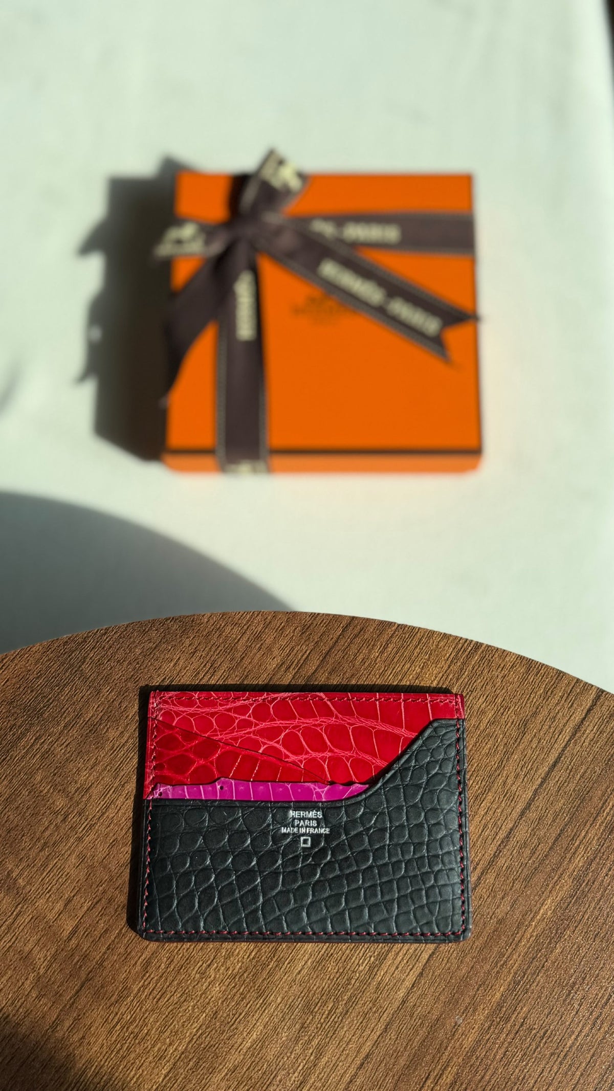 Hermes Card Holder - Black Embossed