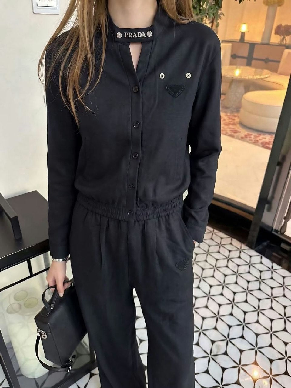 Prada Logo-Collar Set - Black
