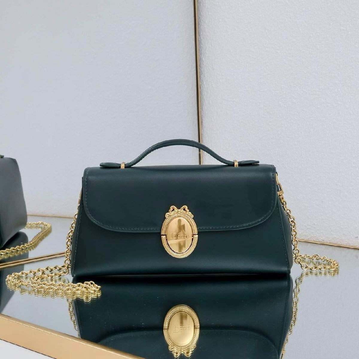 Dior Oval Clasp Handbag - Dark Green