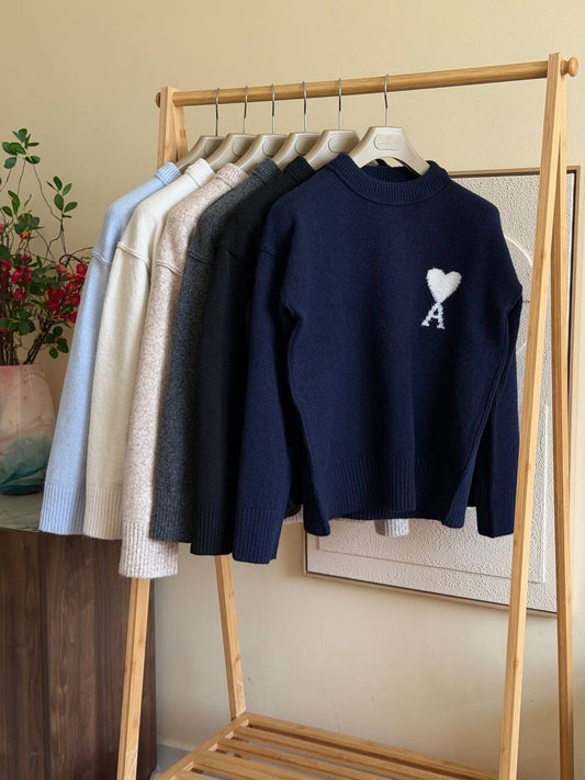 AMI Paris Sweater - Light Blue, White, Beige, Grey, Black, Navy
