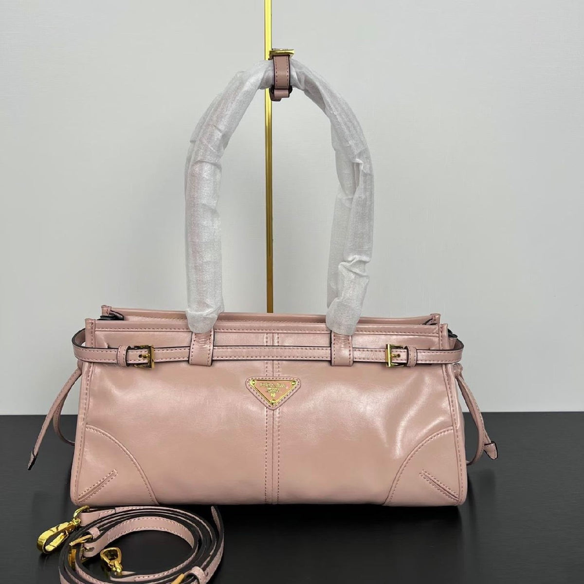 Prada Belted Tote Bag - Pink